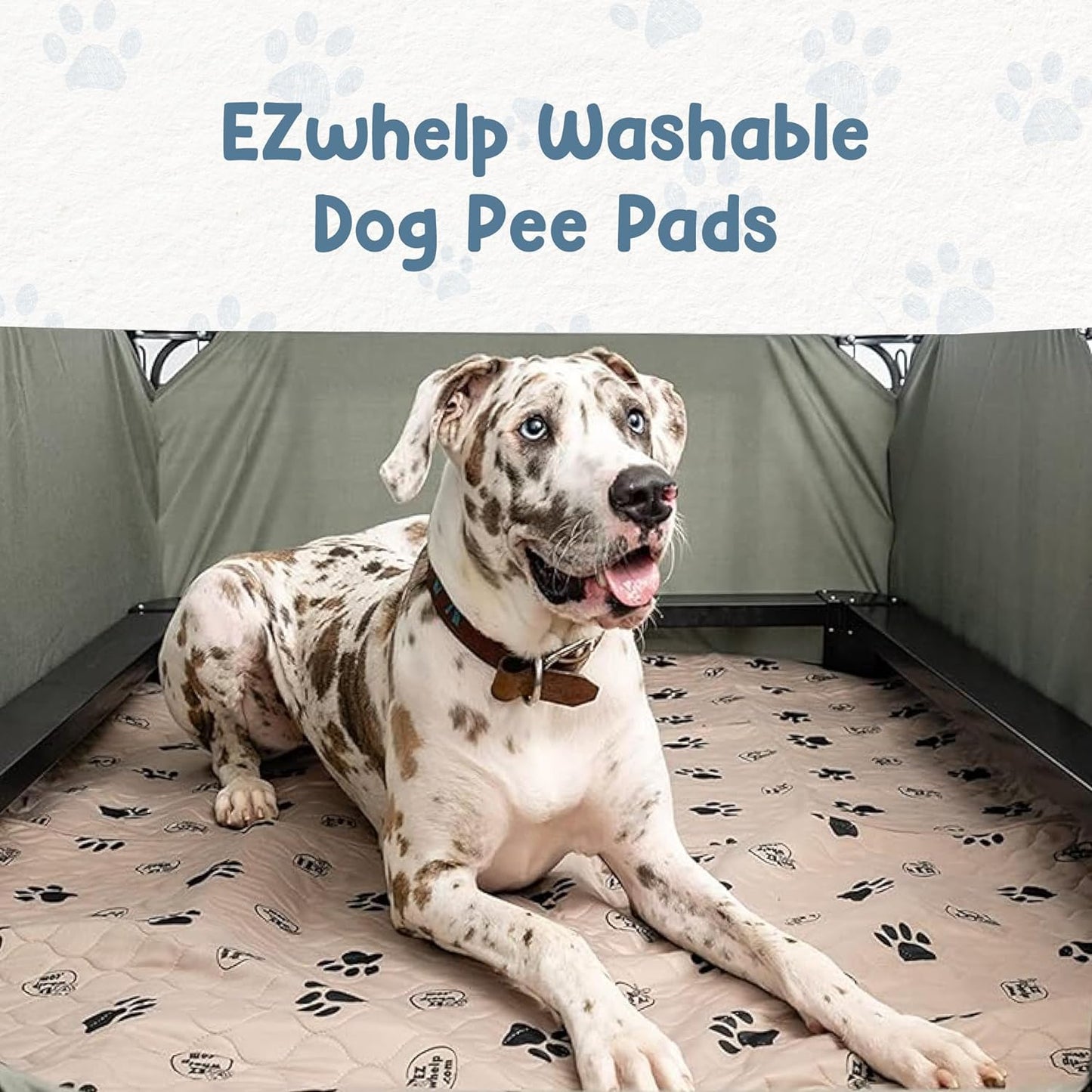 Ezwhelp Reusable Dog Pee Pads, Washable Waterproof Mats for Potty Training or Whelping Pads, Puppy Pad with Rounded Corners, 16.5X19.5 Inch, 2 Pack