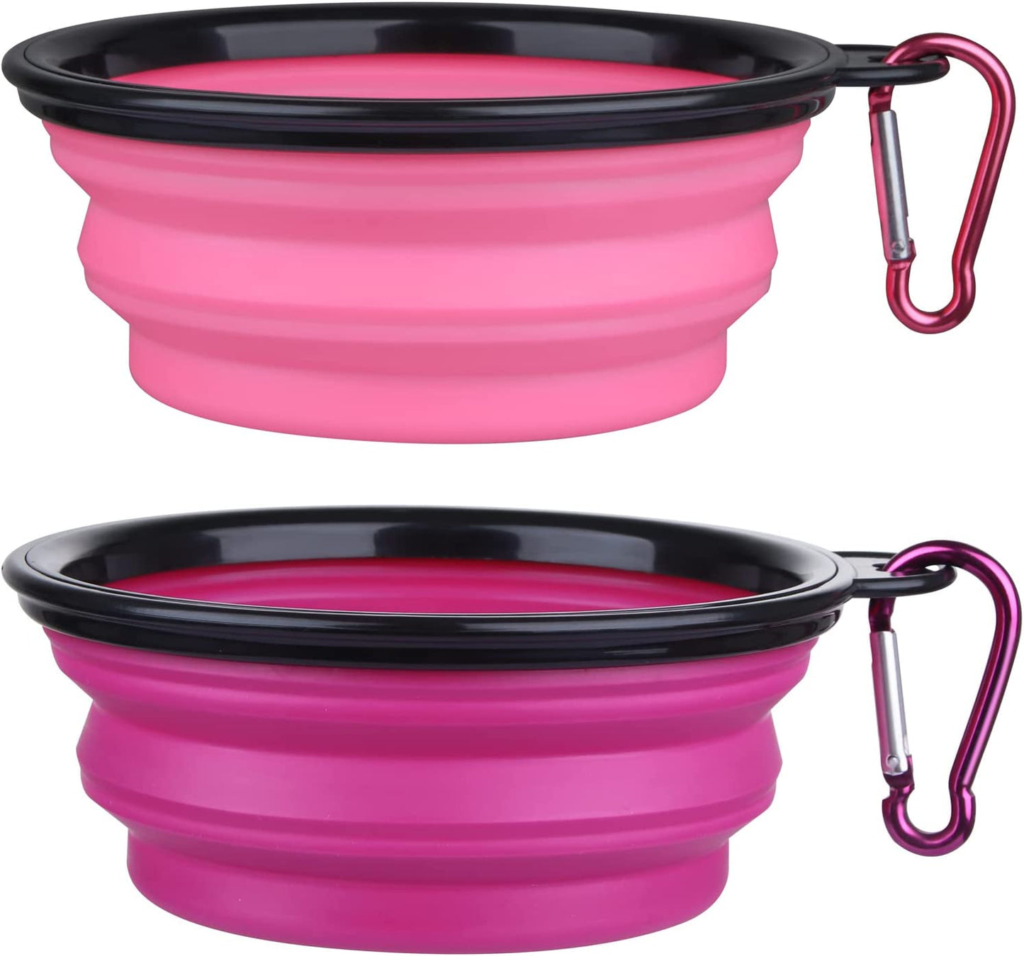 Dog Bowl Pet Collapsible Bowls, 2 Pack for Cats Dogs, Portable Pet Feeding Watering Dish for Walking Parking Traveling with 2 Carabiners (Small, Blue+Green)