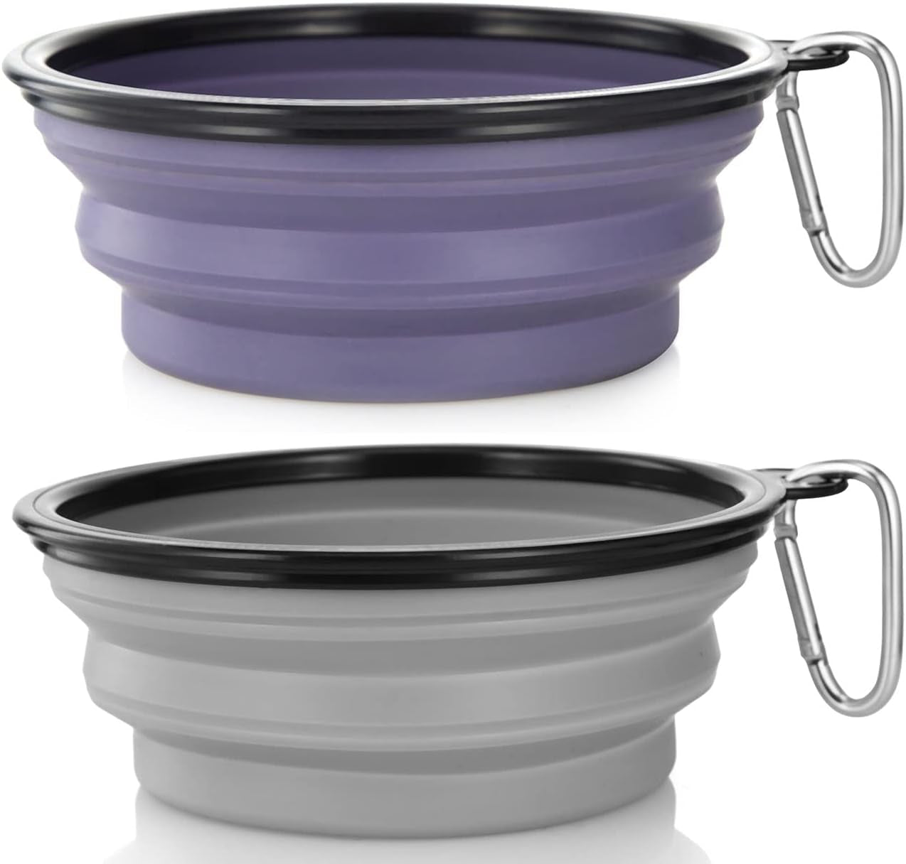 Dog Bowl Pet Collapsible Bowls, 2 Pack for Cats Dogs, Portable Pet Feeding Watering Dish for Walking Parking Traveling with 2 Carabiners (Small, Blue+Green)