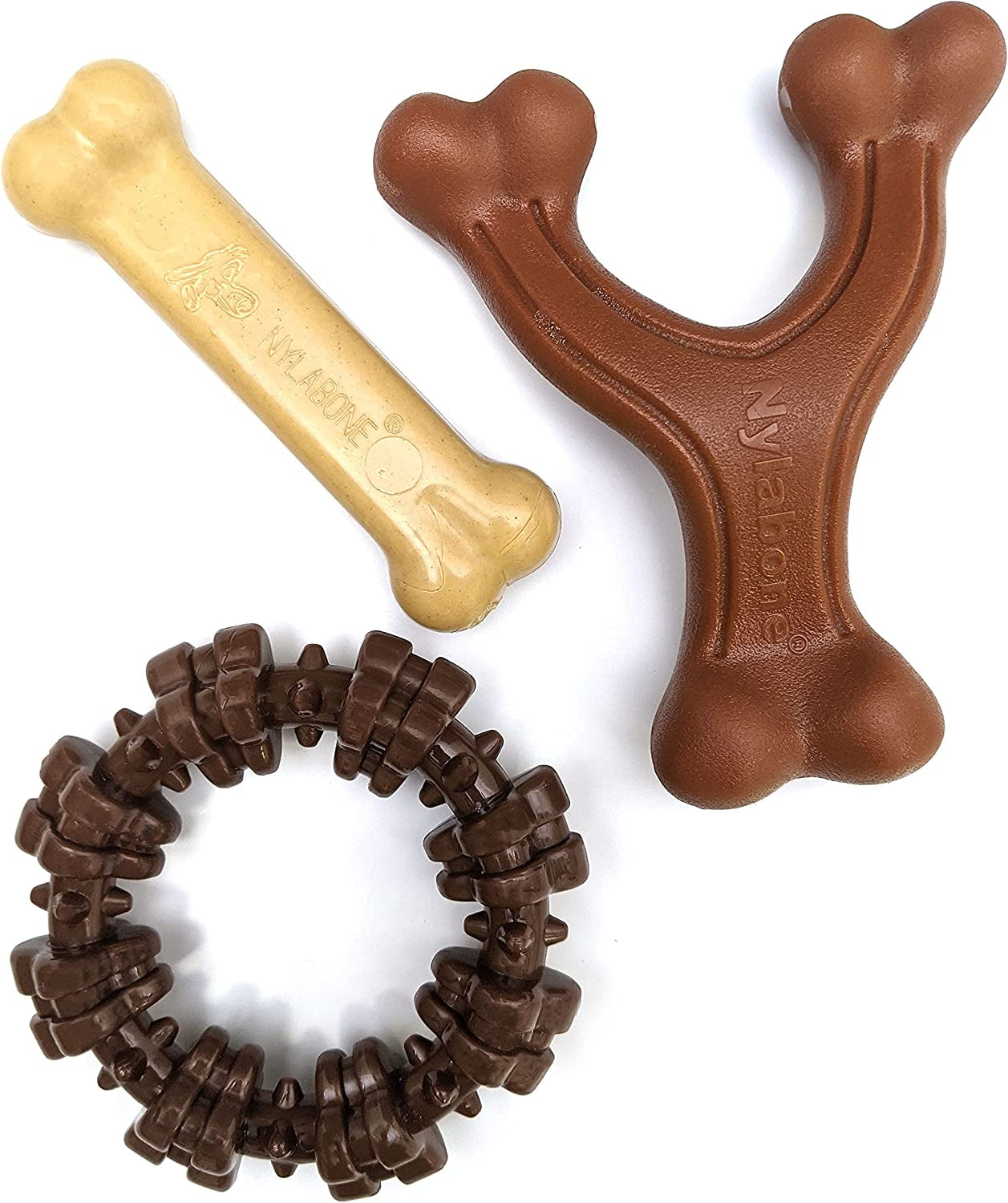Nylabone Ergonomic Wishbone Power Chew Toy for Aggressive Chewers, BISON Flavor, Small (up to 25 lbs), 1 Count