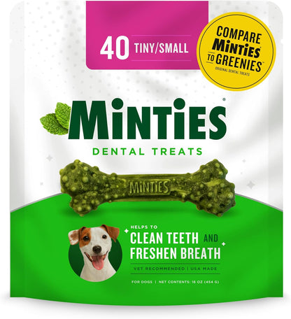 Minties Dental Chews for Medium Dogs (25-50 lbs) - 20 Count, Vet-Recommended Mint-Flavored Treats for Dental Health, Freshens Breath, and Reduces Plaque and Tartar