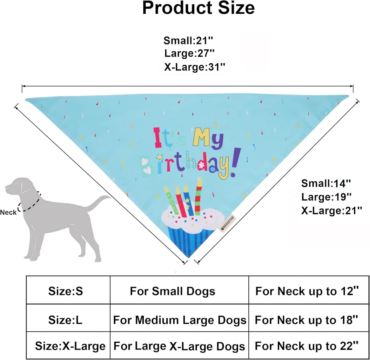 ADOGGYGO Dog Birthday Bandana Scarf and Blue Boy Pet Birthday Party Hat with Cute Bow Tie for Medium Large Dog Pet (Large)