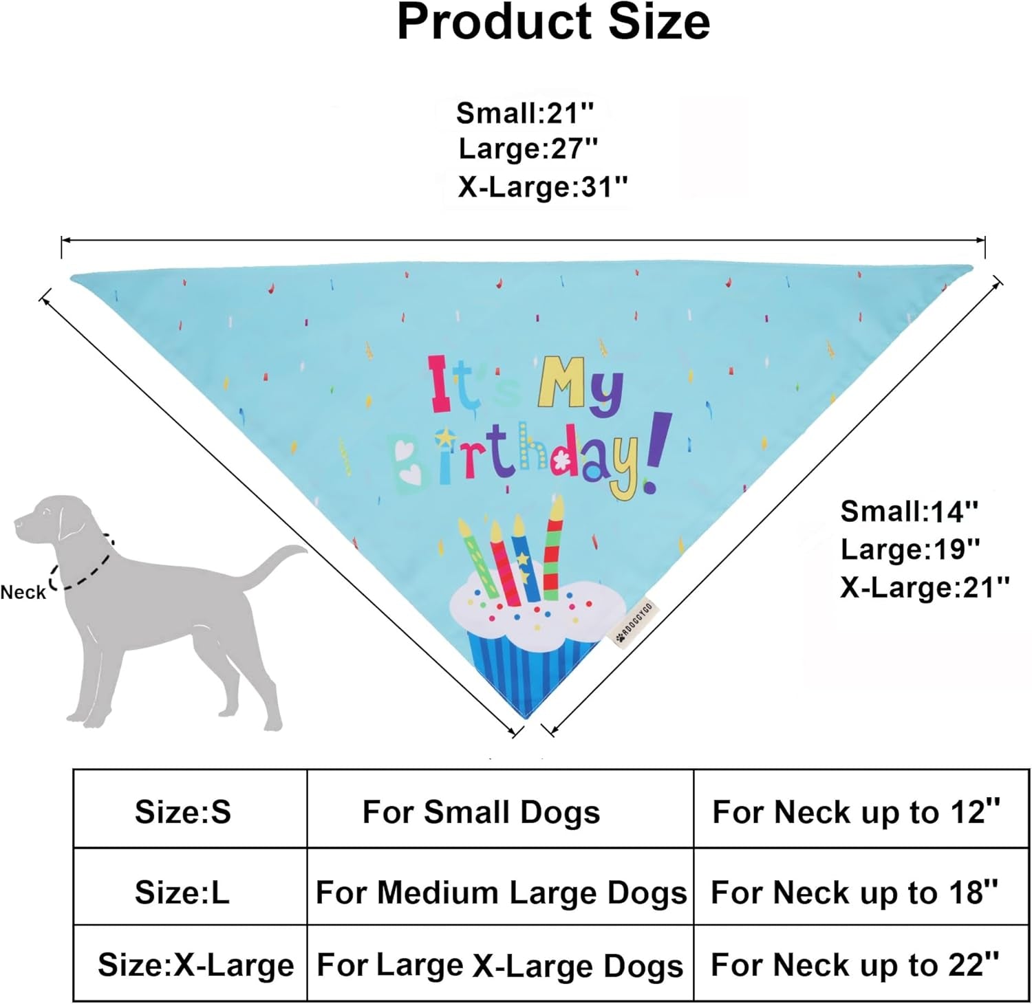 ADOGGYGO Dog Birthday Bandana Scarf and Blue Boy Pet Birthday Party Hat with Cute Bow Tie for Medium Large Dog Pet (Large)