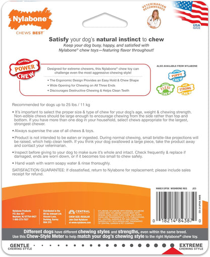 Nylabone Ergonomic Wishbone Power Chew Toy for Aggressive Chewers, BISON Flavor, Small (up to 25 lbs), 1 Count