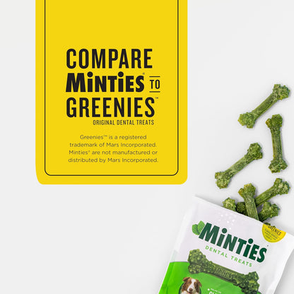 Minties Dental Chews for Medium Dogs (25-50 lbs) - 20 Count, Vet-Recommended Mint-Flavored Treats for Dental Health, Freshens Breath, and Reduces Plaque and Tartar