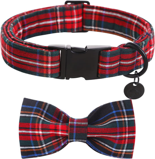 DOGWONG Premium Summer Dog Collars, Lemon Bowtie Dog Collar, Adjustable Heavy Duty Girl Dog Collar with Bow for Medium Dogs
