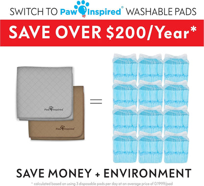 Paw Inspired Washable Pee Pads for Dogs (2 Pack) | Leakproof, Non-Slip Reusable Puppy Pads for Potty Training, Whelping, Waterproof Mat (41X41 Size, Pack of 2)