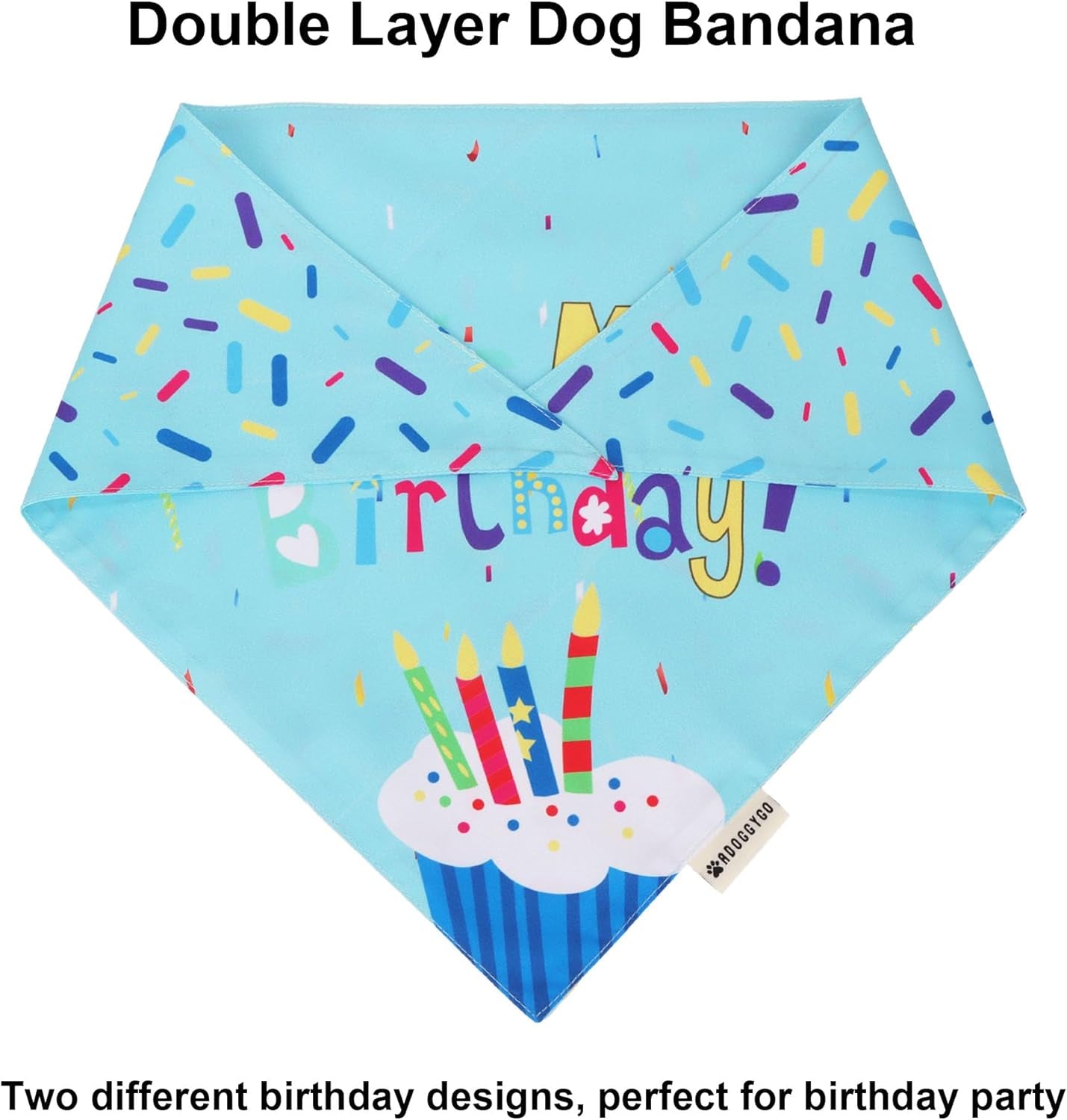 ADOGGYGO Dog Birthday Bandana Scarf and Blue Boy Pet Birthday Party Hat with Cute Bow Tie for Medium Large Dog Pet (Large)