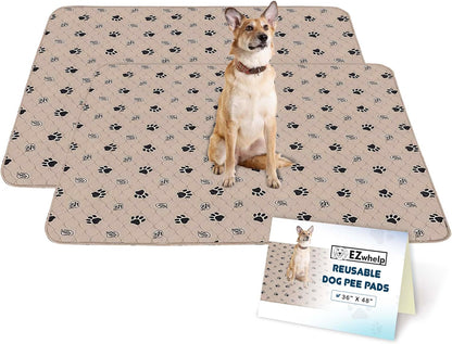 Ezwhelp Reusable Dog Pee Pads, Washable Waterproof Mats for Potty Training or Whelping Pads, Puppy Pad with Rounded Corners, 16.5X19.5 Inch, 2 Pack